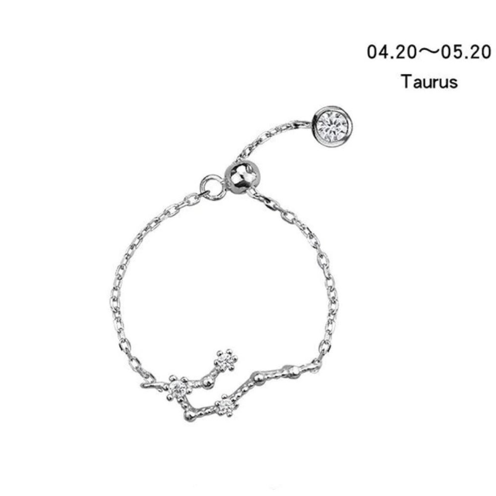 *Sterling Silver Zodiac Resizable Ring-Taurus A